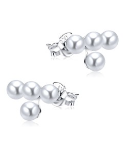 Charming Pearl Cluster Silver Ear Stud STS-5265